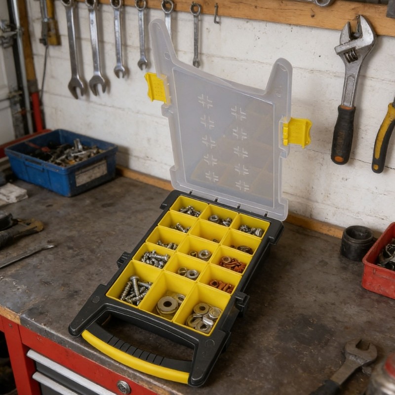 Compact 14 Compartment Utility Box For Various Small Tool And Accessories
