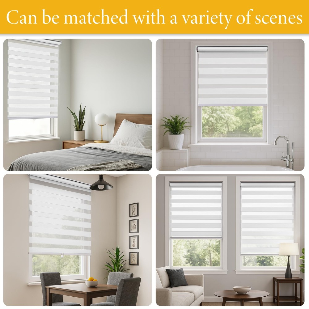 Zebra Blinds Whiteout & Light Filtering Light Control Window Privacy Roller B...