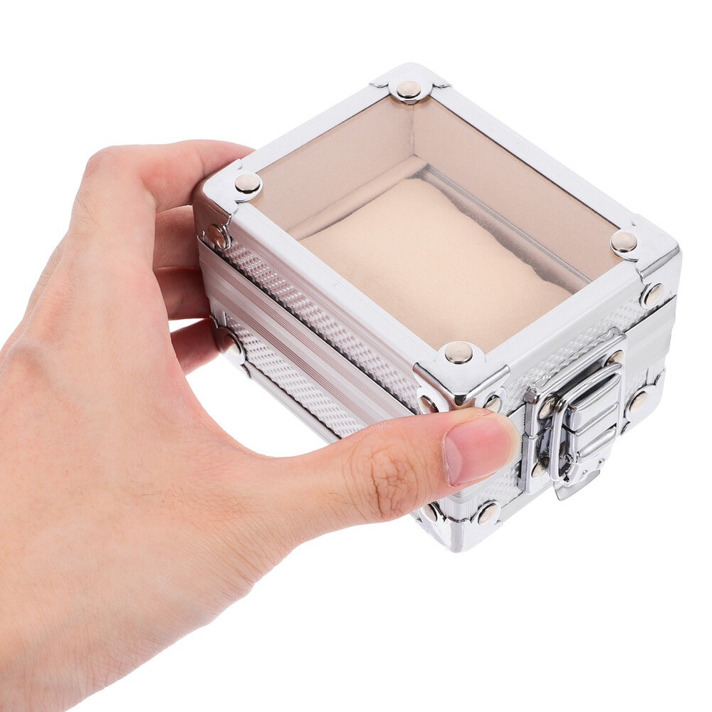 1PC Watch Container Box with Lock Watch Storage Silver Case for Gift
