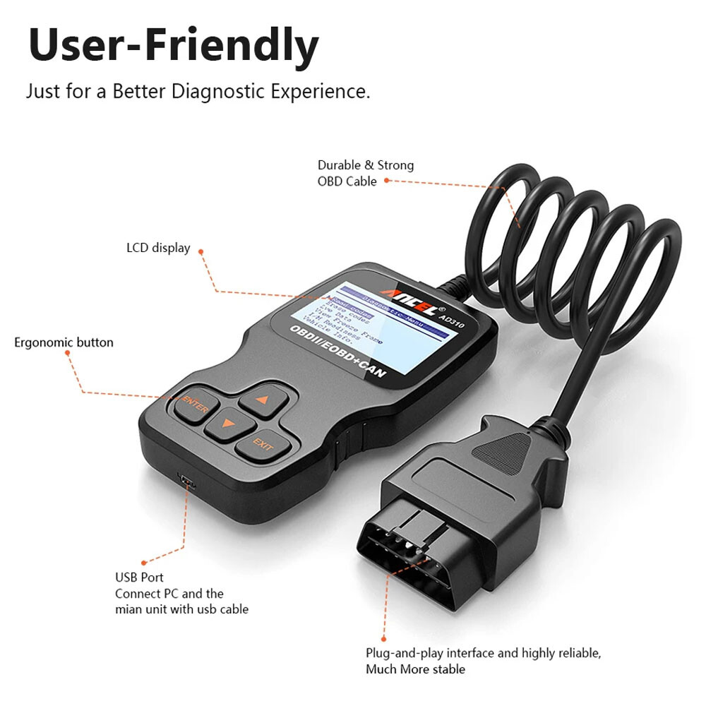 Ancel AD310 OBDII Scanner Engine Light Check Live Data Diagnostic Scan Tool