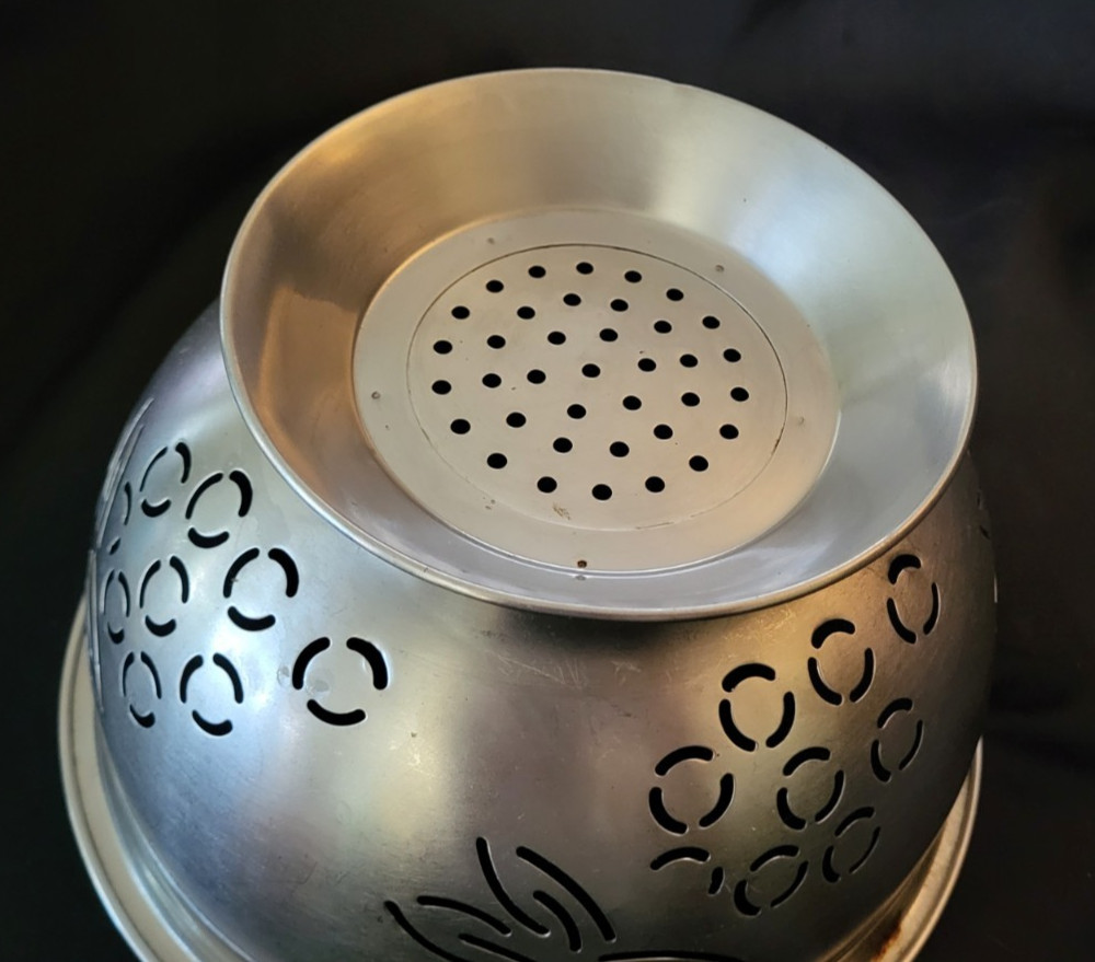 Stainless Colander With Grapevine Pattern 8" Diameter 5" Deep