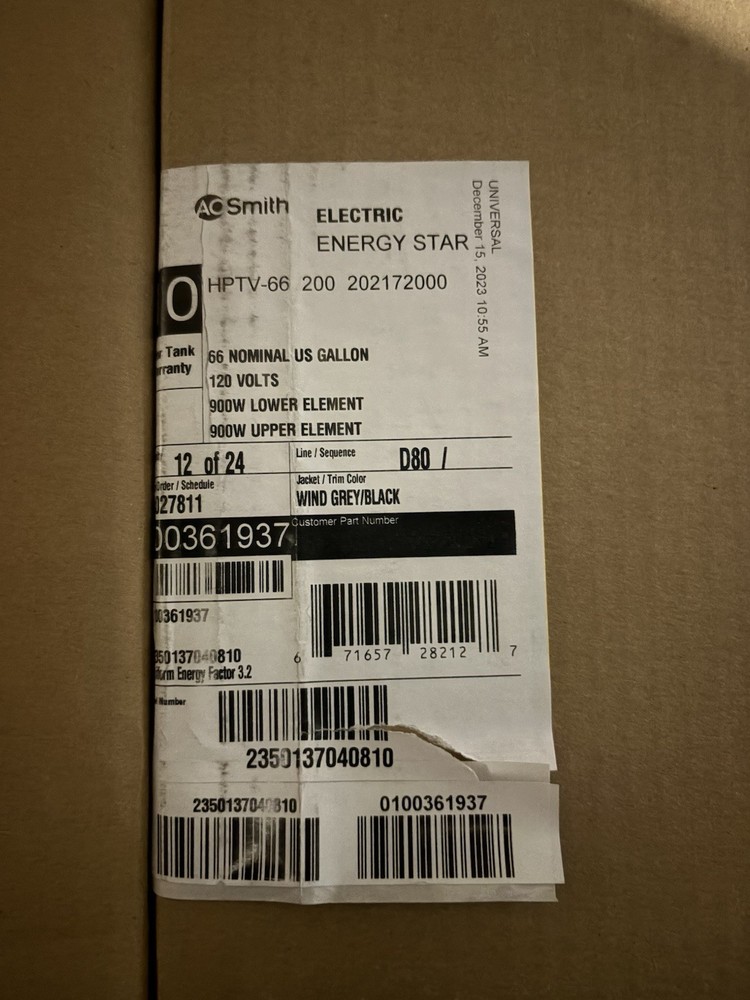 AO Smith 120V Plug-In Hybrid Electric Heat Pump 66-Gallon Water Heater