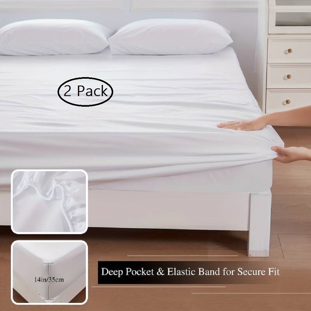 2 Pack Full Size Fitted Mattress Protector Cover Fabric Soft & Waterproof New