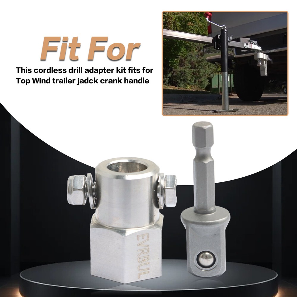 Top Wind Trailer Jack Crank Handle Cordless Drill Adapter 1/2Inch Socket Adapter