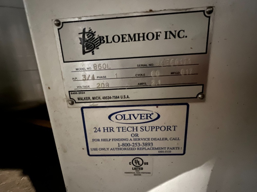 2017 Bloemhof 860L Variable Speed Commercial Bakery Bread Roll Dough Moulder