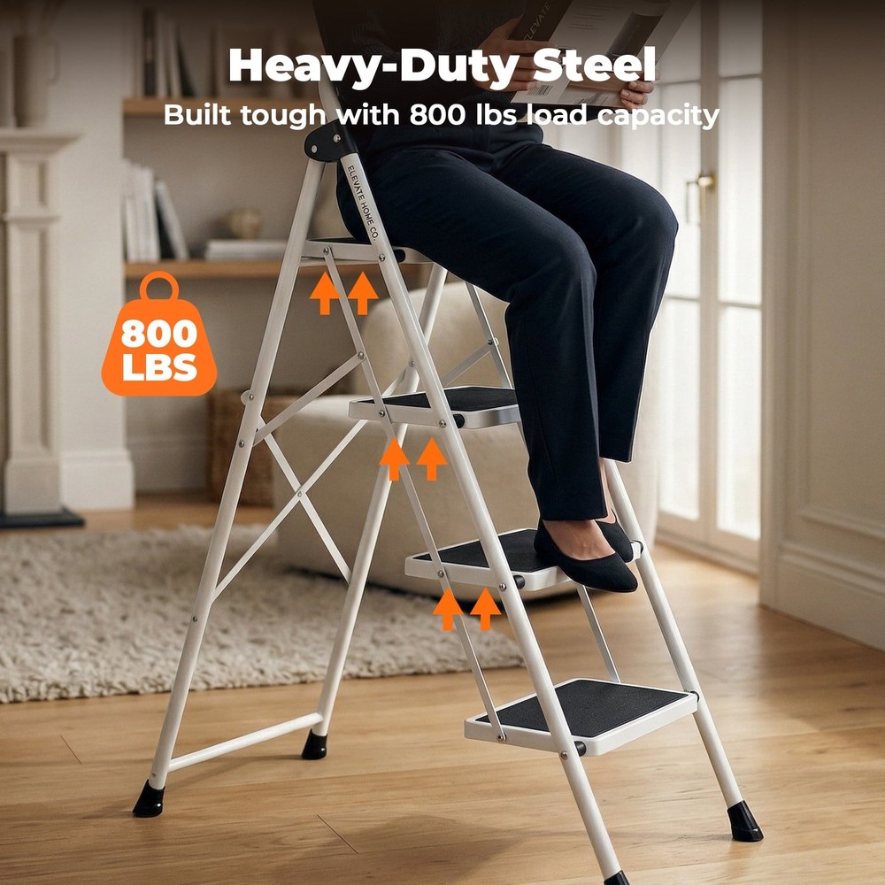 Step Ladder,Ultra-Thin Folding Step Stools 330 lbs Capacity, 2-Inch Thin