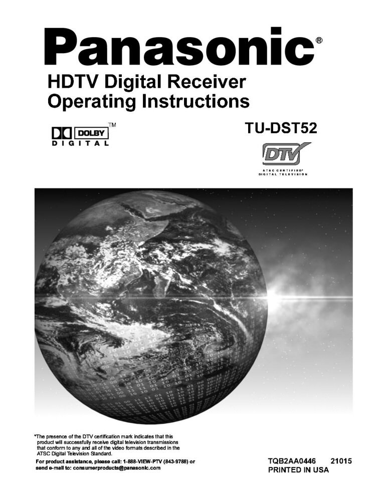 Panasonic TU-DST52 Digital Receiver Owners Instruction Manual
