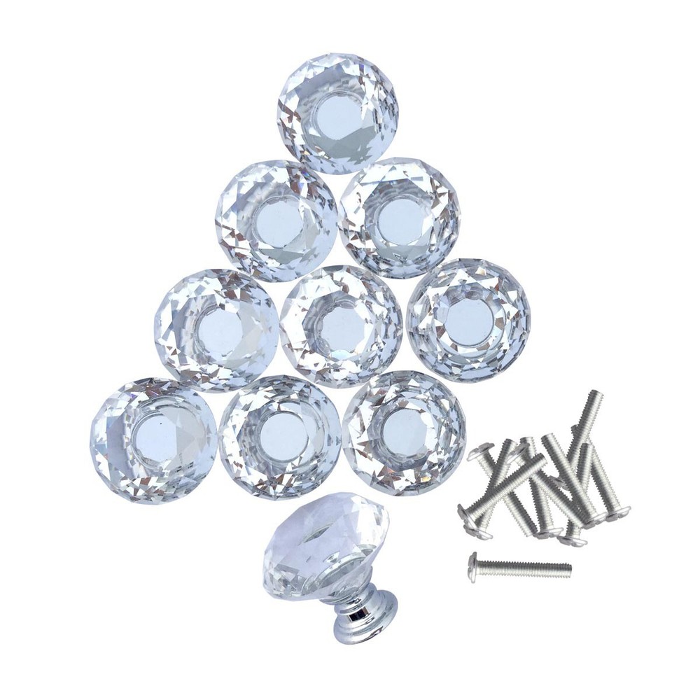 Glass Cabinet Knobs Diamond Shape Pull Handles Dresser Drawer Knobs 20 pcs