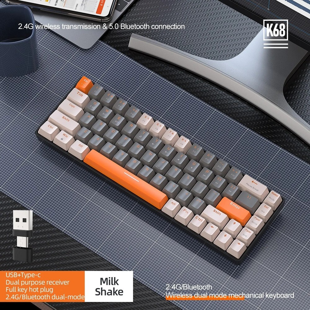60% Wireless Mechanical Keyboard Bluetooth Dual Mode Red Switch