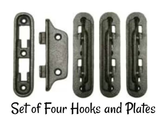 Medium Cast Iron Bed Rail Fastener Set frame hooks anchors antique bed