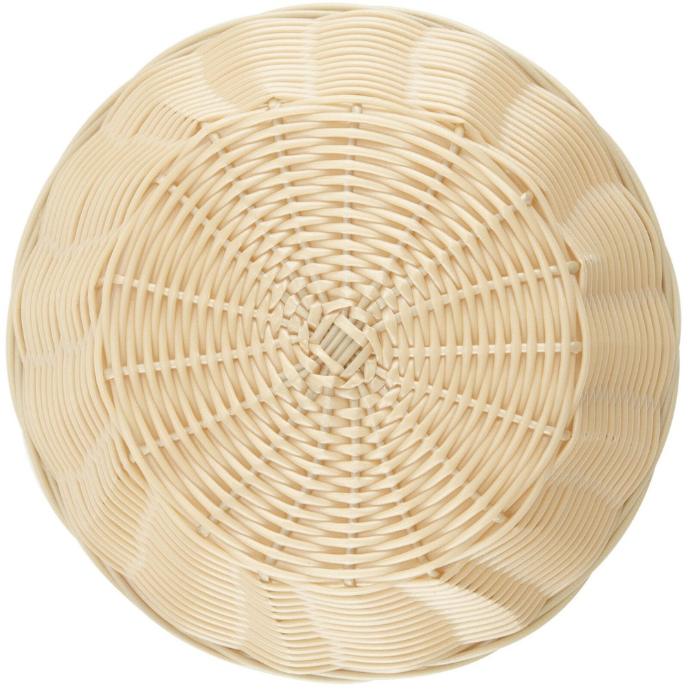 (ONE BASKET) FOOD BASKET 8" RATTAN ROUND PLASTIC CODED FOR DURABILITY