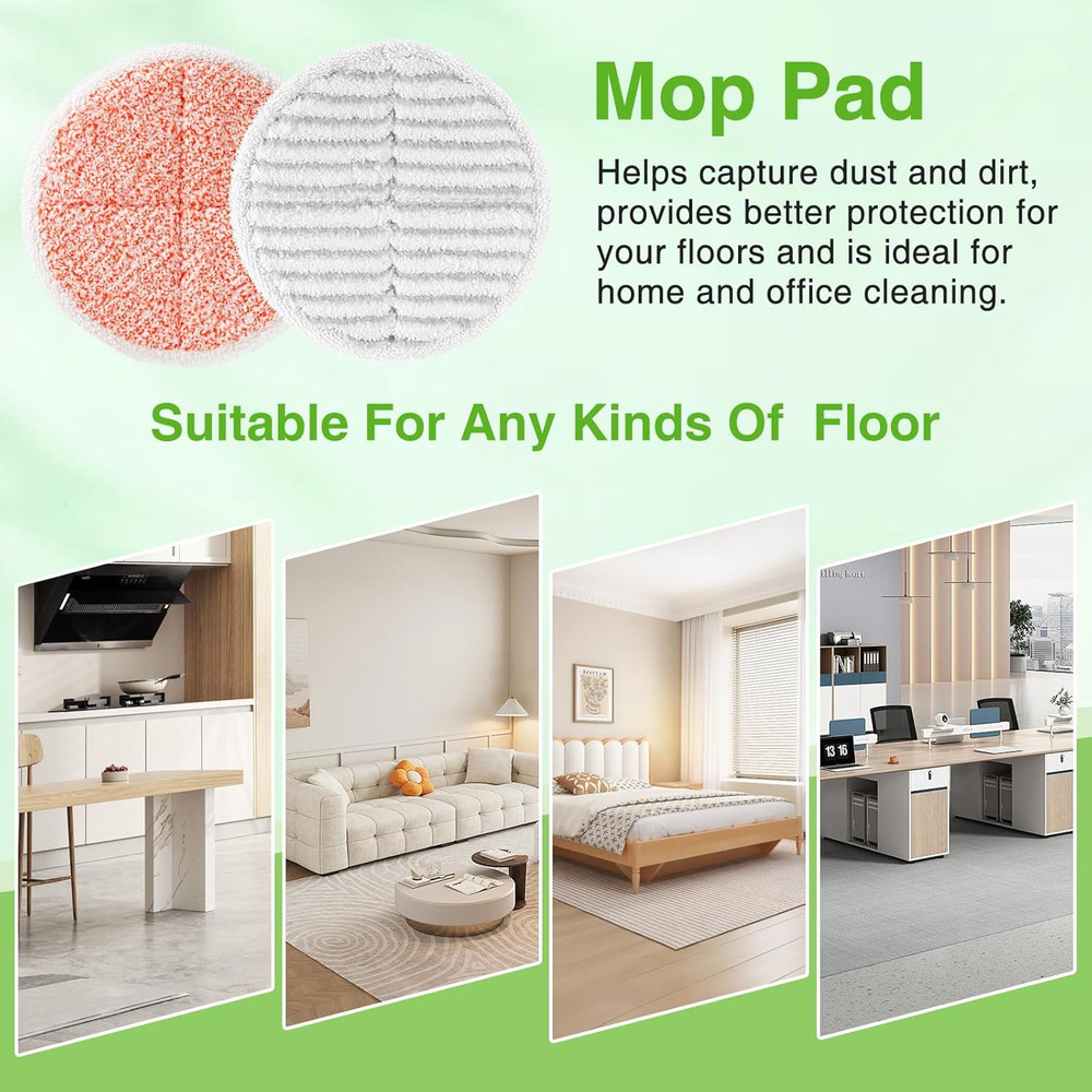 8 Pack Mop Pads Replacement Compatible with Bissell Spinwave 2124, 2039A, 2307,