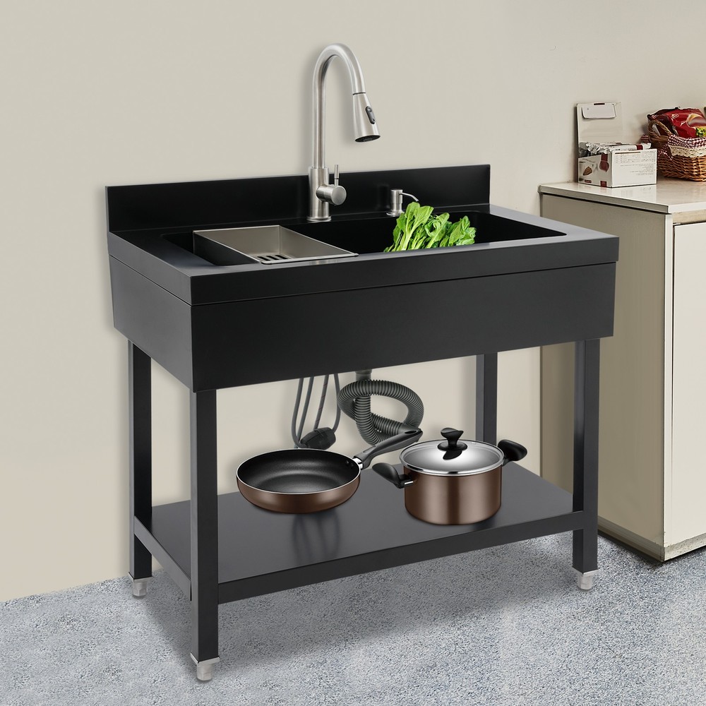 Freestanding Stainless Steel Utility Sink, Rectangular Single Bowl Utility Sink