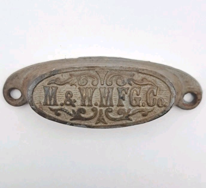 Antique Bin Pull Printers Drawer Pull M&W MFG.CO Handle Old Cast Iron Hardware
