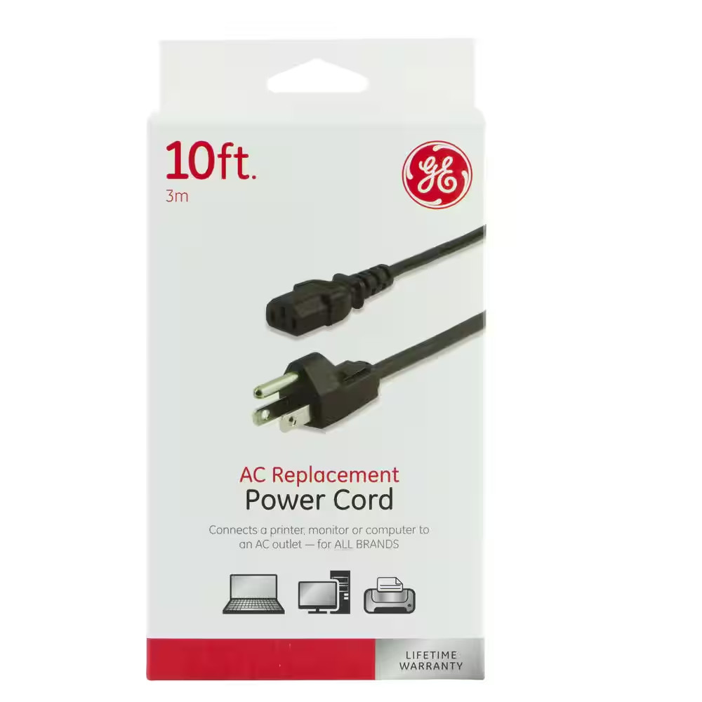 10 Ft. Computer Power Cord, Black
