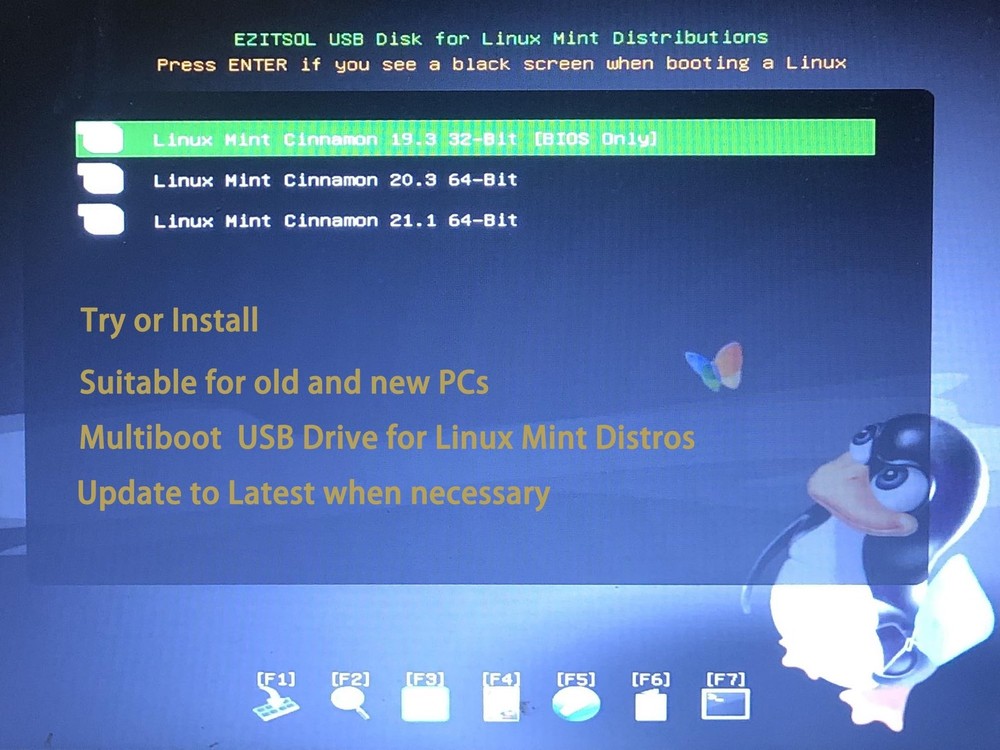 USB for Linux Mint 22 & 21.3 64bit, 19.3 32bit - 3IN1 Bootable Linux USB Flas...