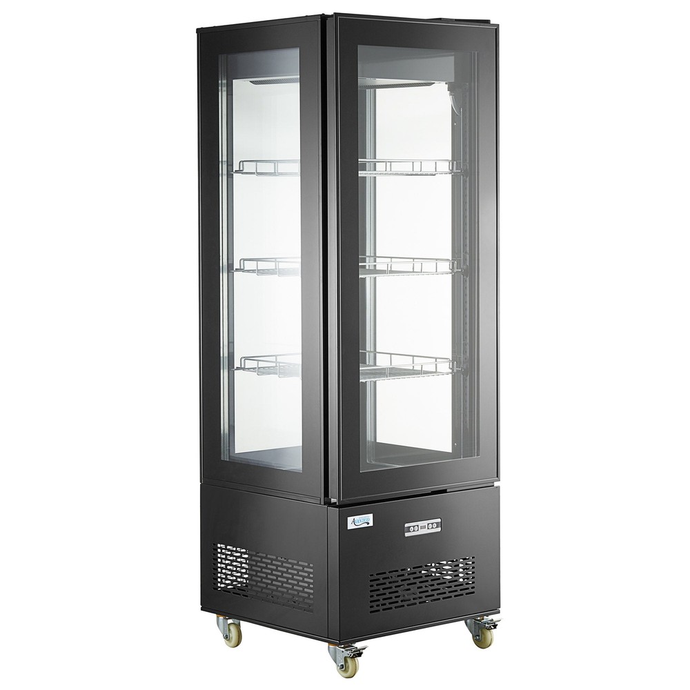 Black 4-Sided Glass Refrigerated Display Case