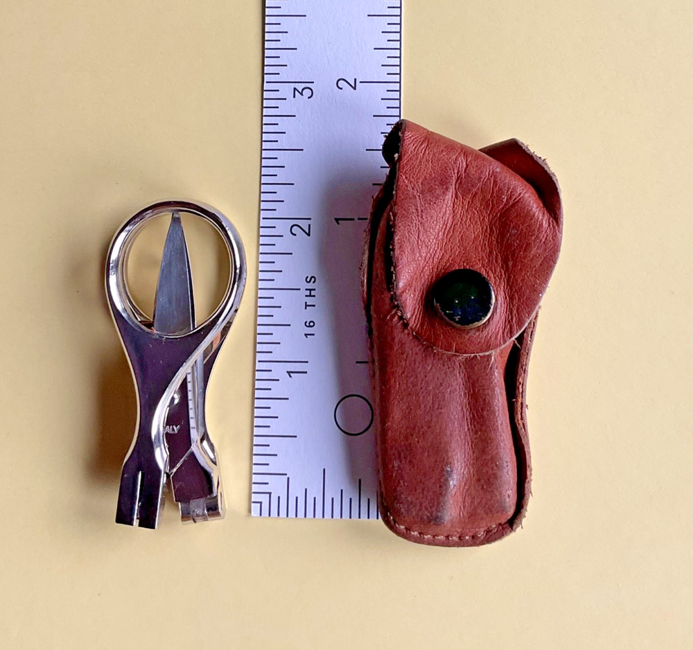 Vintage Folding Scissors with Leather Case, Marks ITALY
