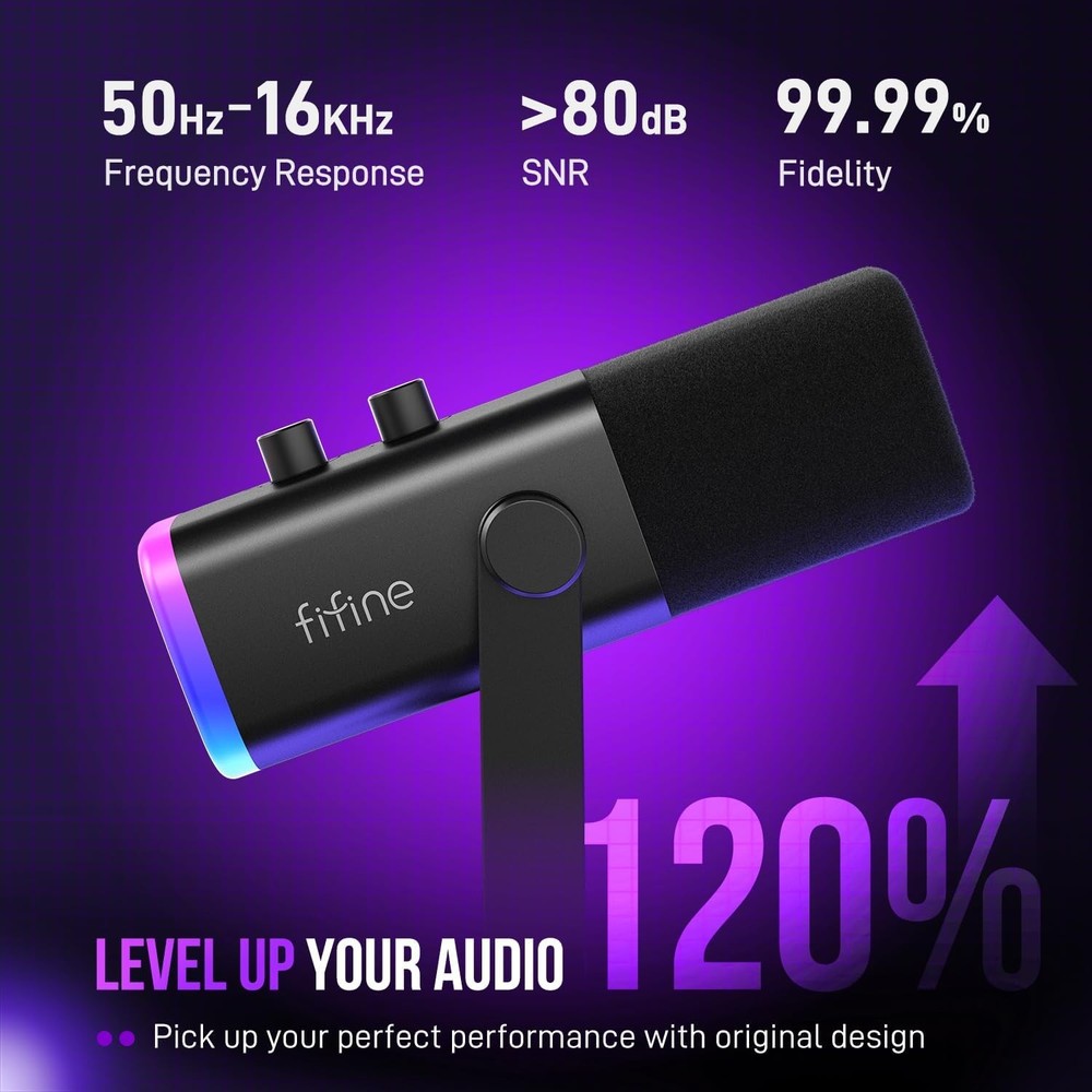 FIFINE USB/XLR dynamic microphone for podcast recording
