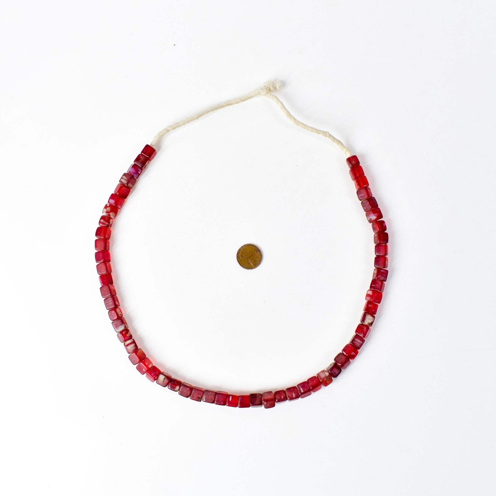 Red Kancamba Bohemian Cube Trade Beads