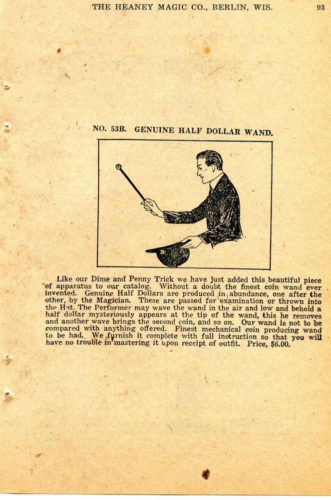 1924 small Print Ad of Half Dollar Magic Wand