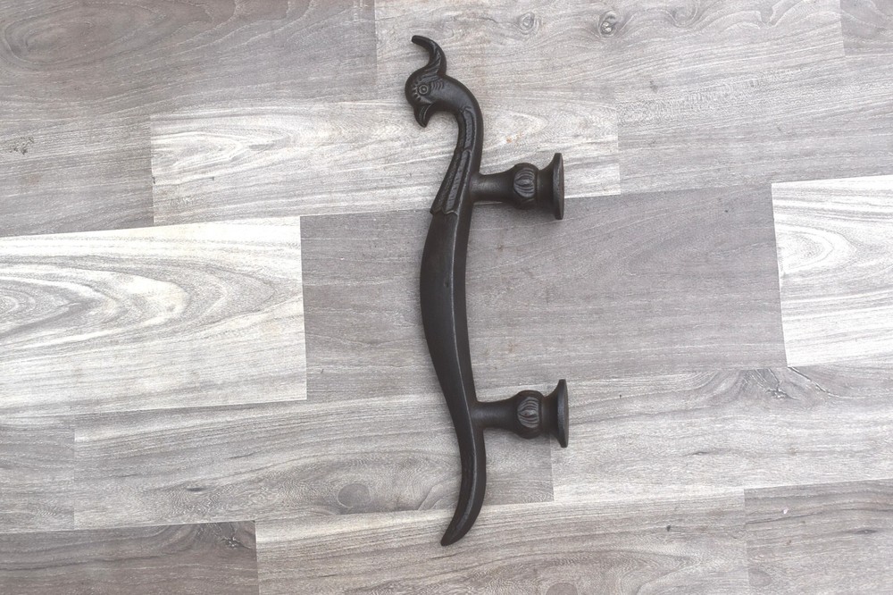 Victorian Cast iron Peacock shape Large n Heavy Gate door Screen handles pulls