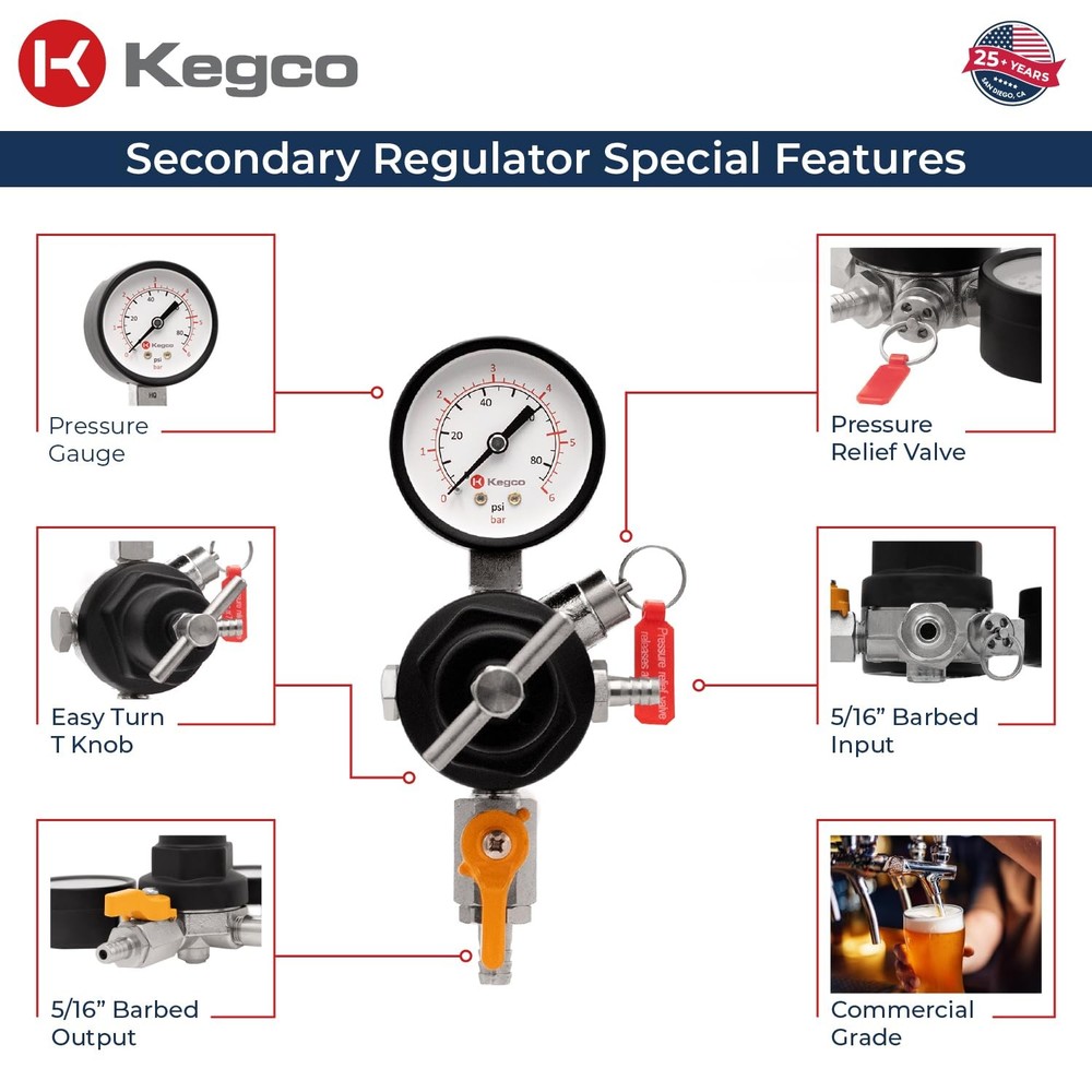 Secondary Regulator, Single Gauge, Black