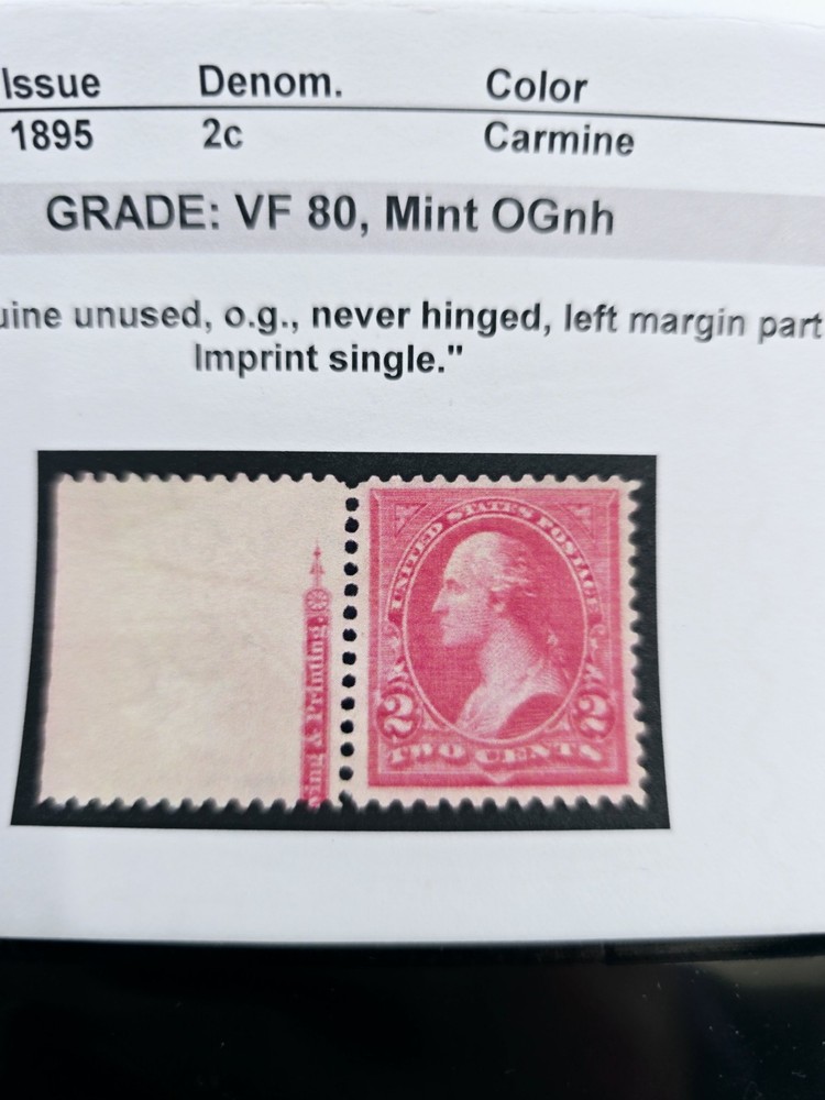 US Scott # 267 OG NH Left Margin Partial Imprint VF80 Grade