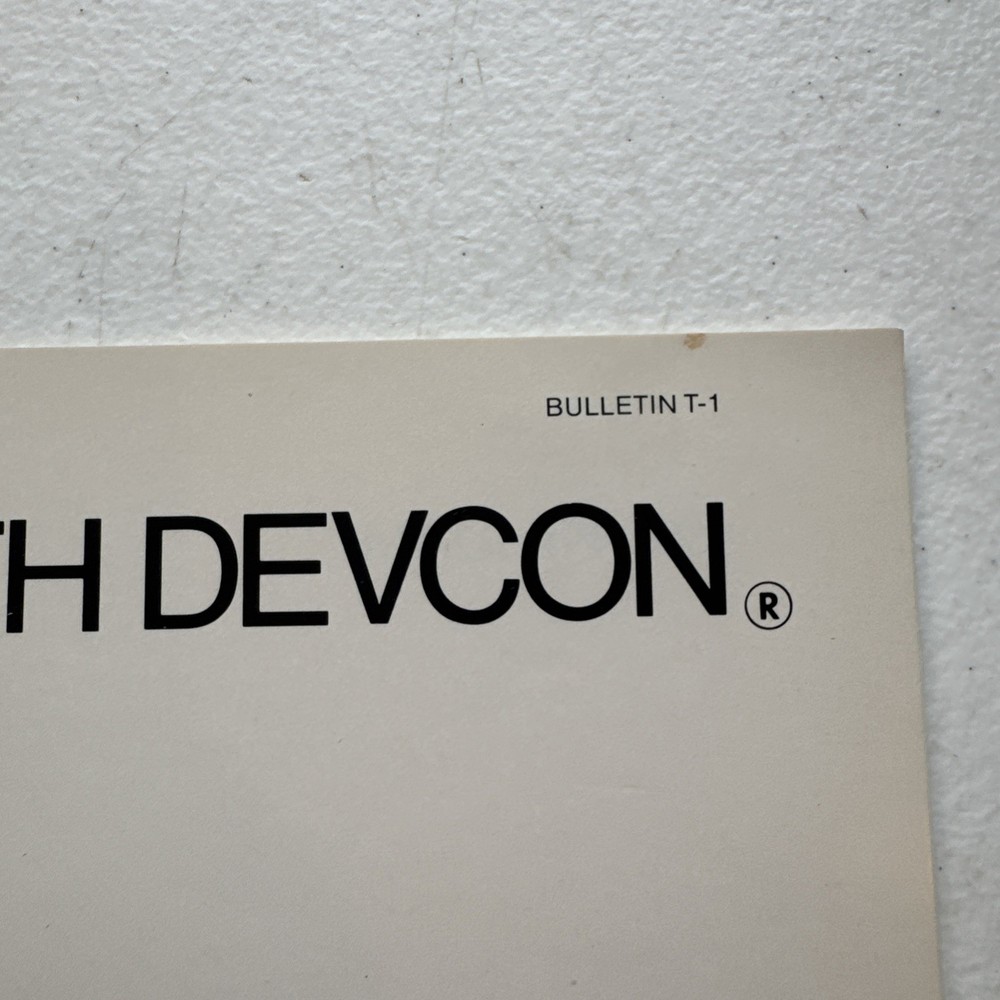 Devcon Corporation Danvers, Mass Tooling With Devcon Bulletin T-1 Catalog