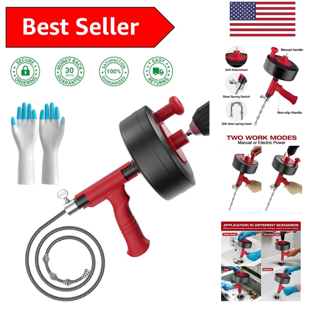 Versatile 25ft Drain Cleaning Snake – Eco-Friendly Solution for Showers & Tubs