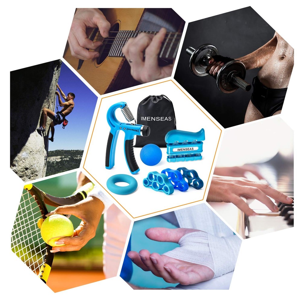 Grip Strength Trainer 7 Pack Adjustable, Finger Stretcher Resistance Extensor...