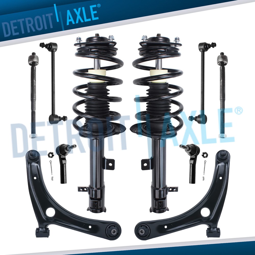 Front Struts Lower Control Arms Tie Rods Sway Bars for 2007-2012 Dodge Caliber