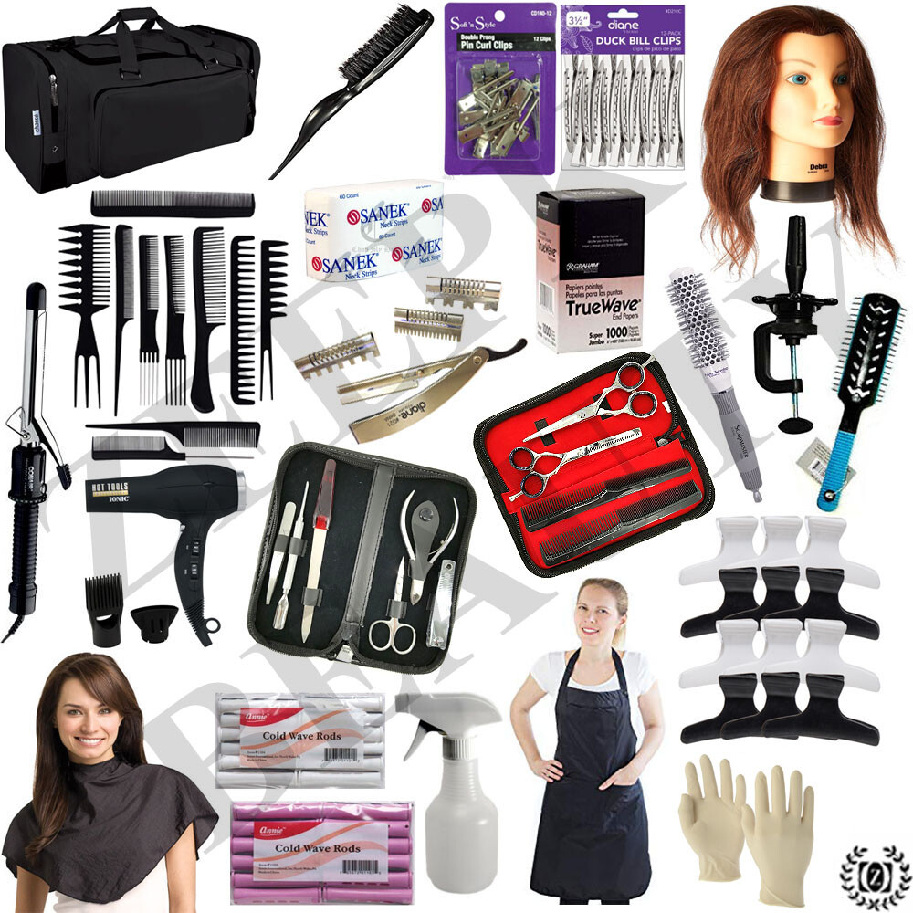 BASIC COSMETOLOGY SCHOOL STUDENT KIT FOR HAIR STYLING AND CUTTING PRACTICE SET