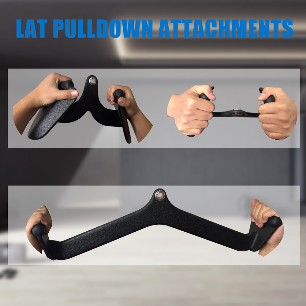 Fitness Rowing Pulley Cable Machine Attachment Handle Grips Lat Pull Down Bar