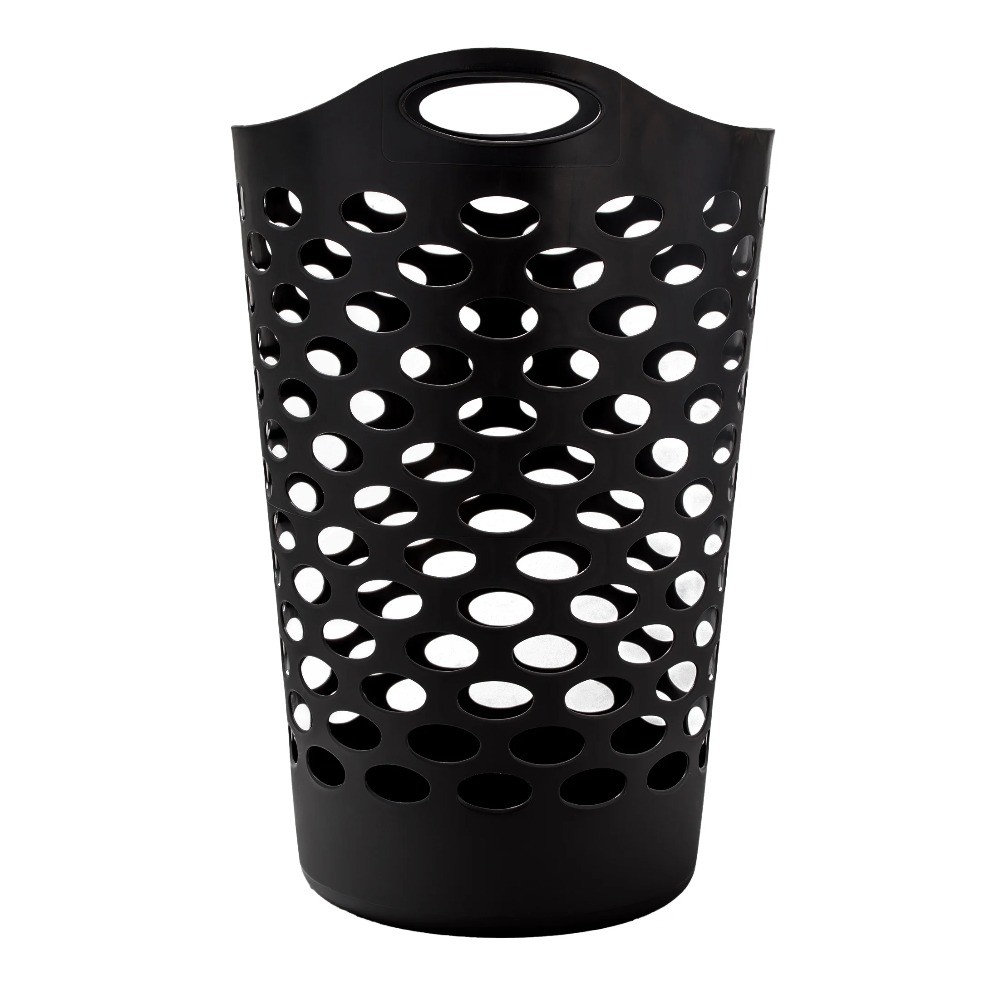 (2 pack) Flex Carrying Handles Laundry Hamper, Black, Adult