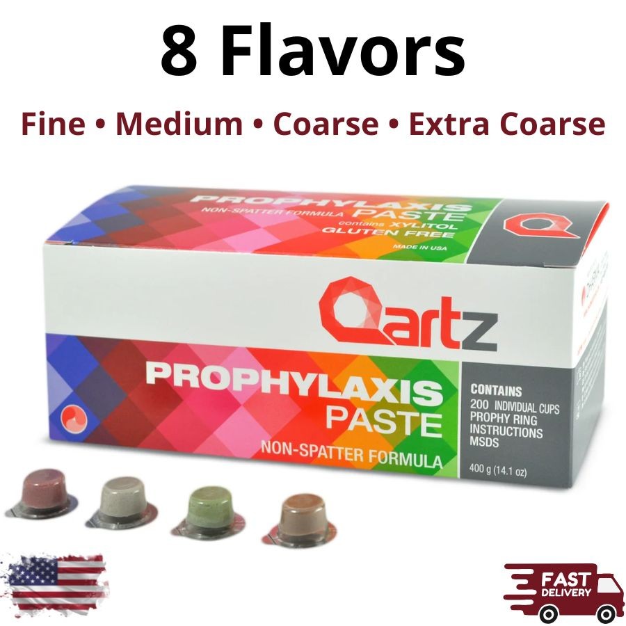 200 Cups Dental Prophy Fluoride Paste Fine Medium Extra Coarse Grit Prophylaxis