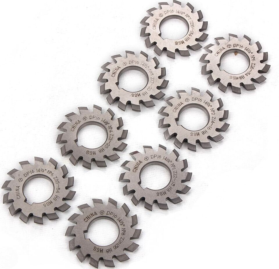 Module Size Dp 14-1/2 degree can select Involute Gear Cutters New 1Set 8pcs