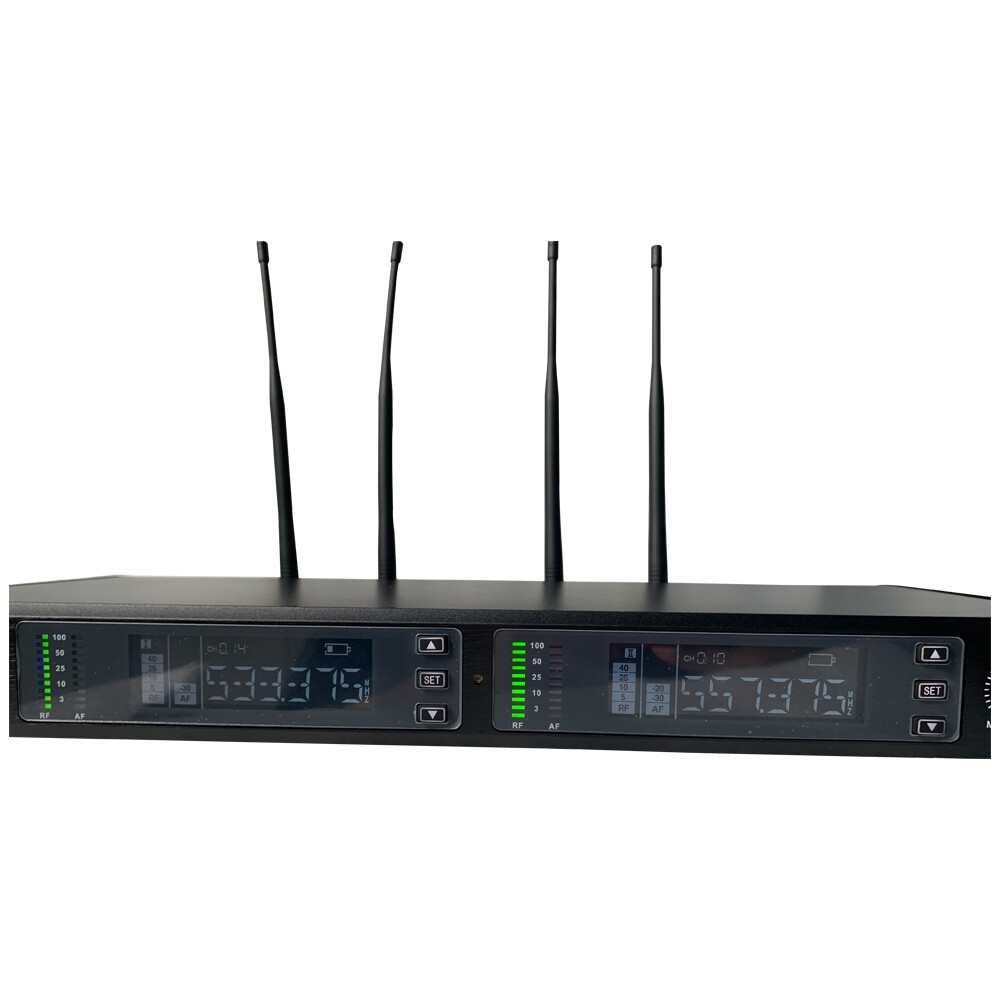2 Channel Handheld Microphone Dynamic Wireless UHF Microphones System Metal Mic