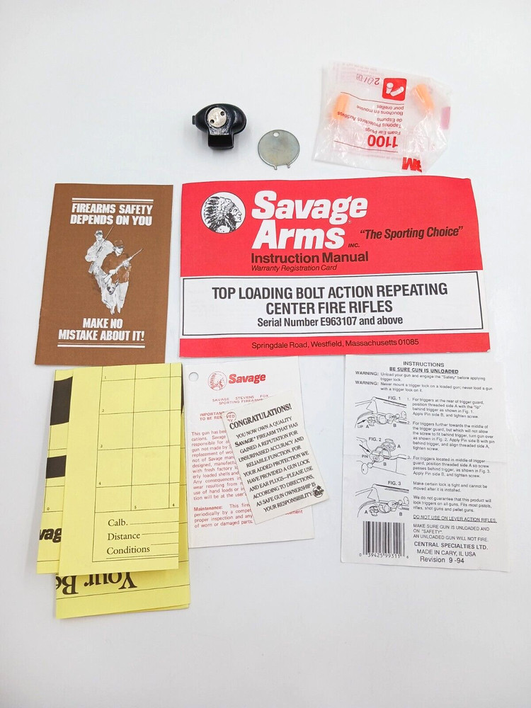 Savage Arms Instruction Manual Top Loading Bolt Action Repeating Center Fire