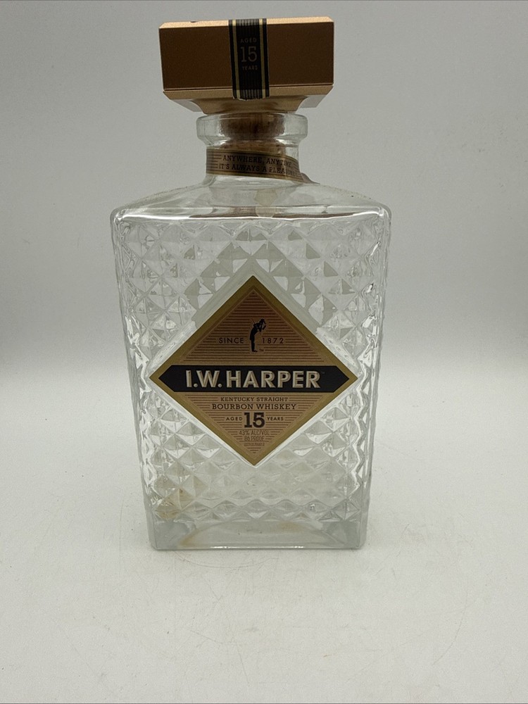 I.W. Harper 15 year Empty Bourbon Whiskey Bottle