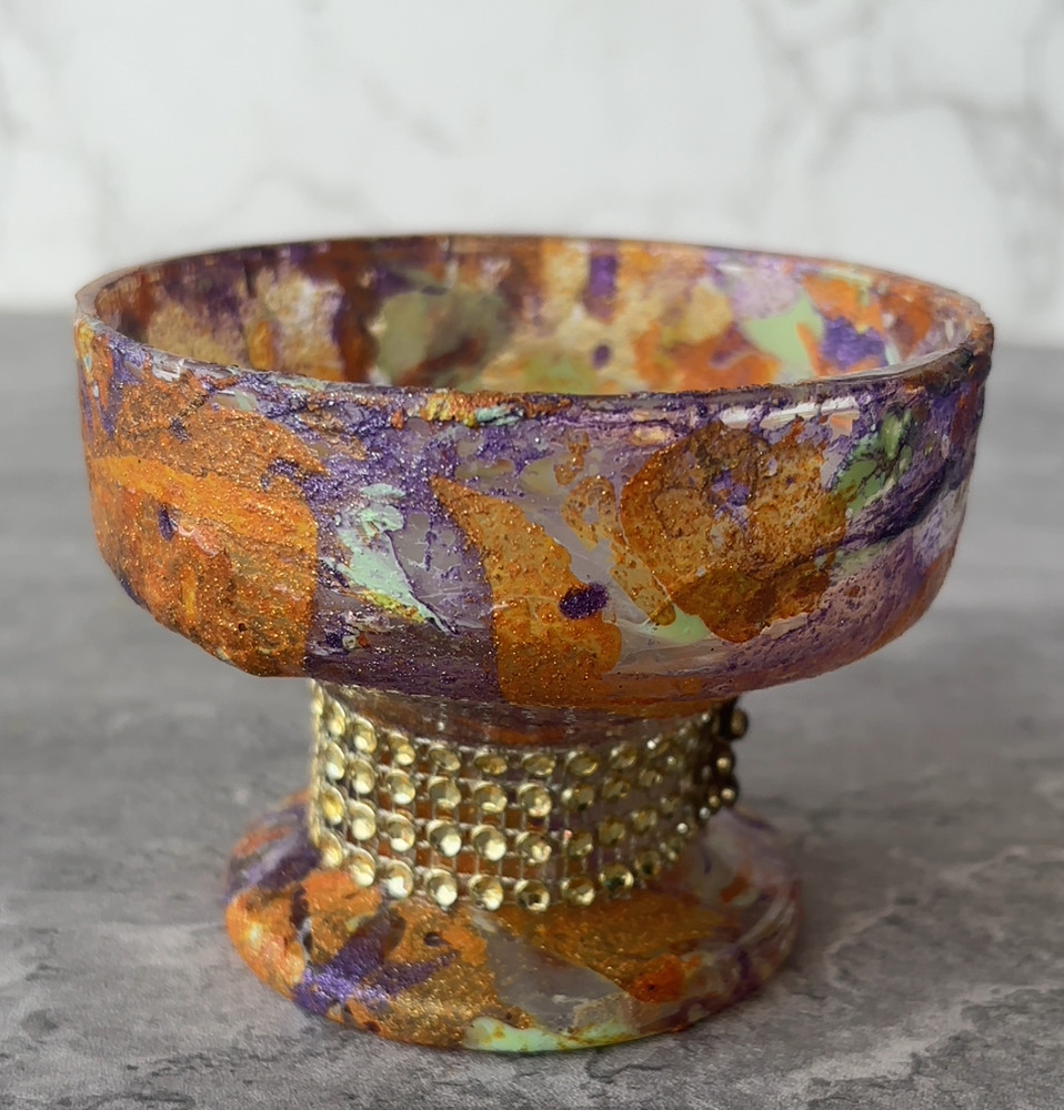 Hand-painted Glass Candleholder