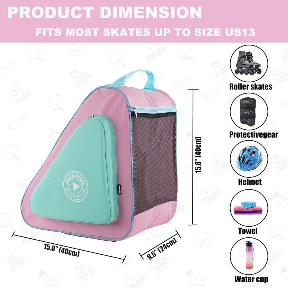 Soft Shell Skate Bag for Ice, Inline & Quad Skates - Easy Carry, Multiple Colors