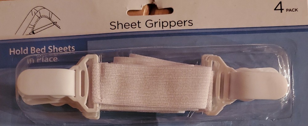 4 Pack White Bed Sheet Grippers-Hold Bed Sheets In Place