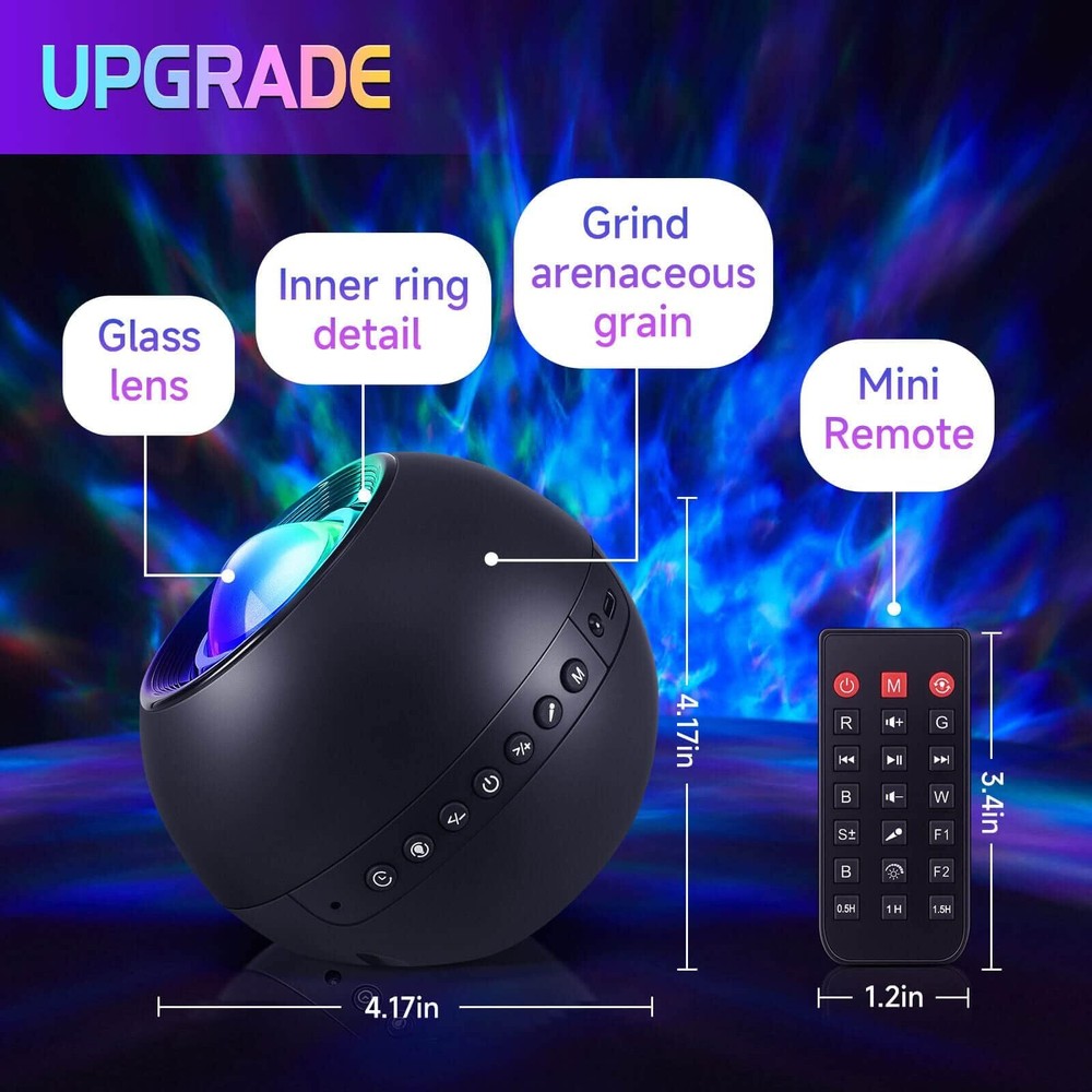 Galaxy Light Projector with HiFi Bluetooth Speaker and White Noise Options