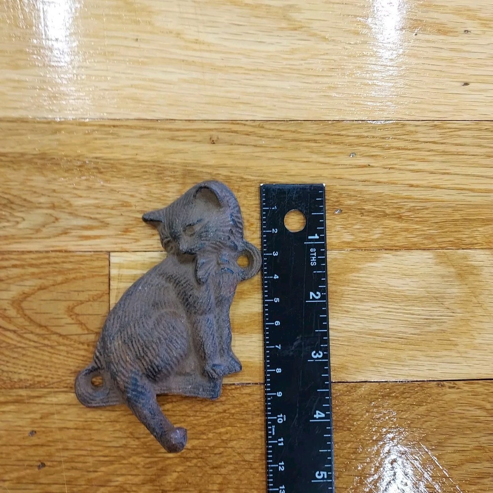 Cat Kitten Kitty Coat Hooks Key Wall Rustic Cast Iron Hanger Leash Deck 4.5"×2"