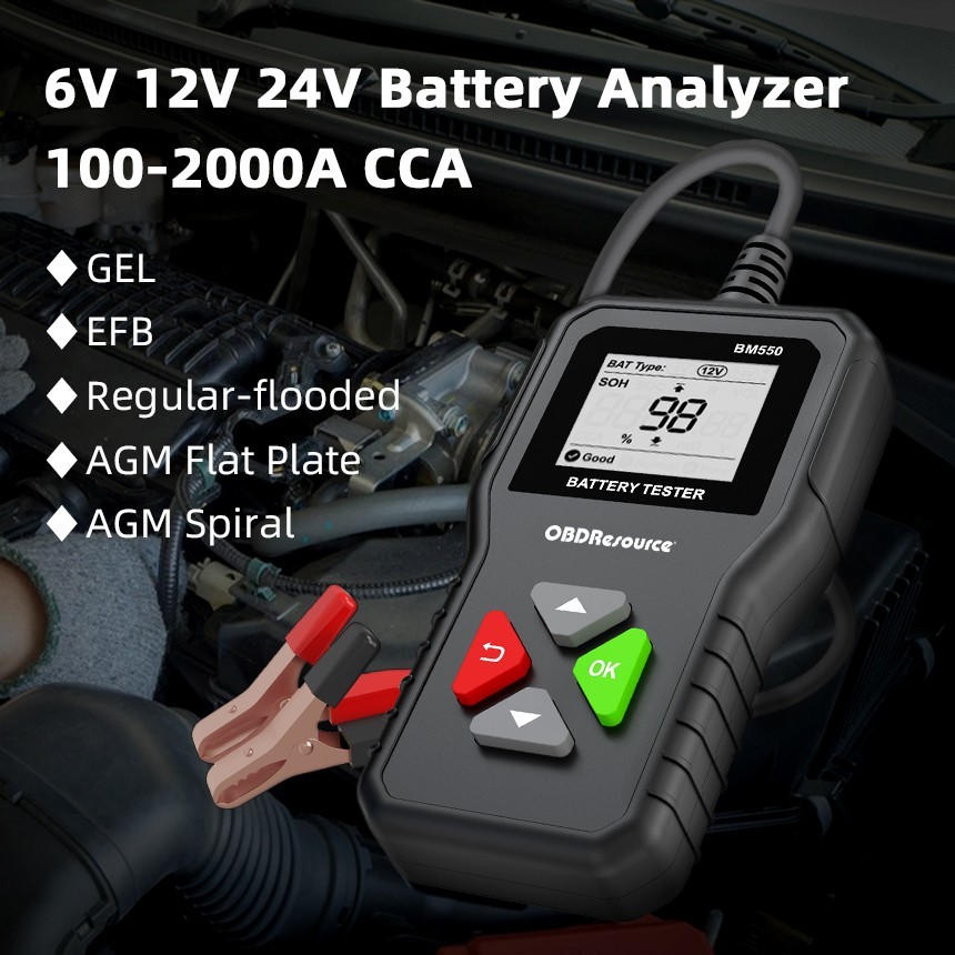 6V 12V 24V Car Battery System Tester Auto Diagnostic Device 100-2000CCA LoadTest