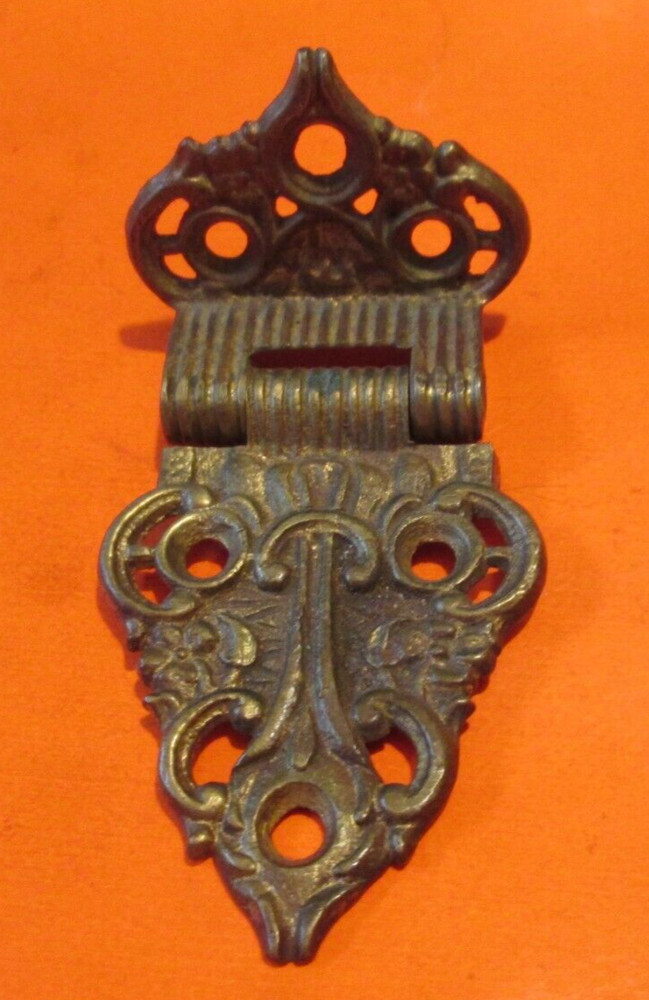 Antique Victorian 1800's Ornate Ice Box Door Hinge Solid Brass