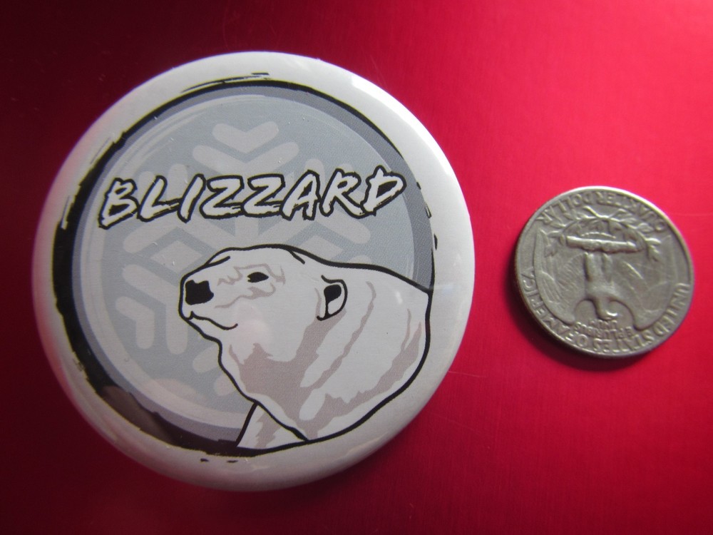 Blizzard Polar Bear Pinback /button Free Shipping