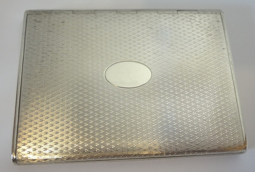 c.1900 Vienna Austria 900 Silver Engine Turned Pattern Cigarette Case
