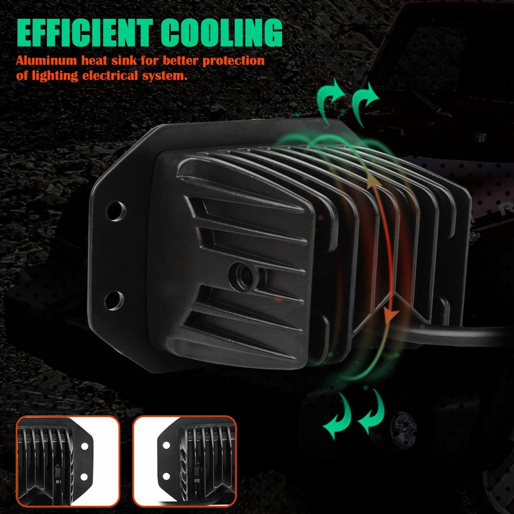 5" Flush Mount LED Work Lights Backup Reverse Bumper Off-Road Driving Cube Pods